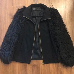 Long fur sleeved jacket